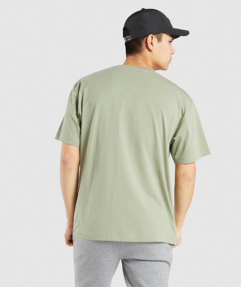 Men's Gymshark Essential Oversized T-Shirts Light Green | NZ 2GDZHO